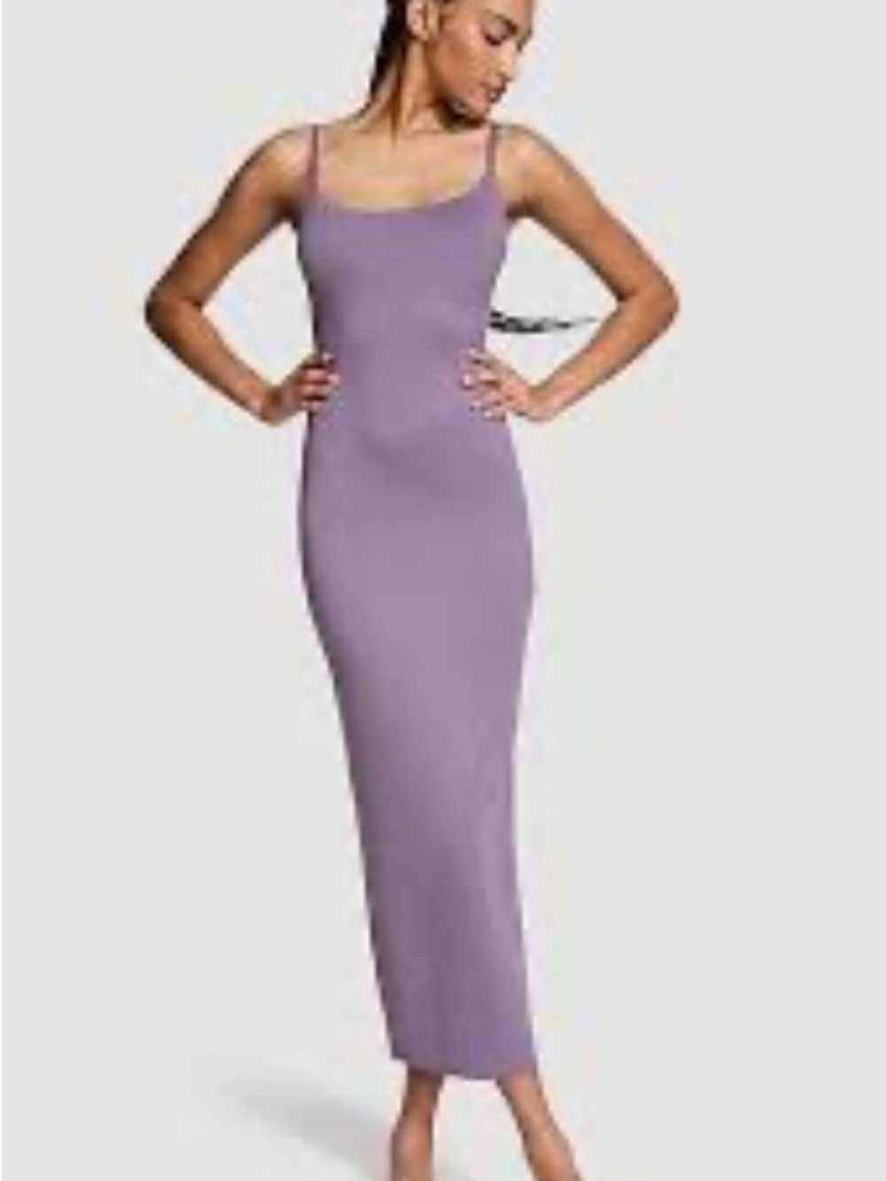 Slim Slip Midi Dress in Lavender